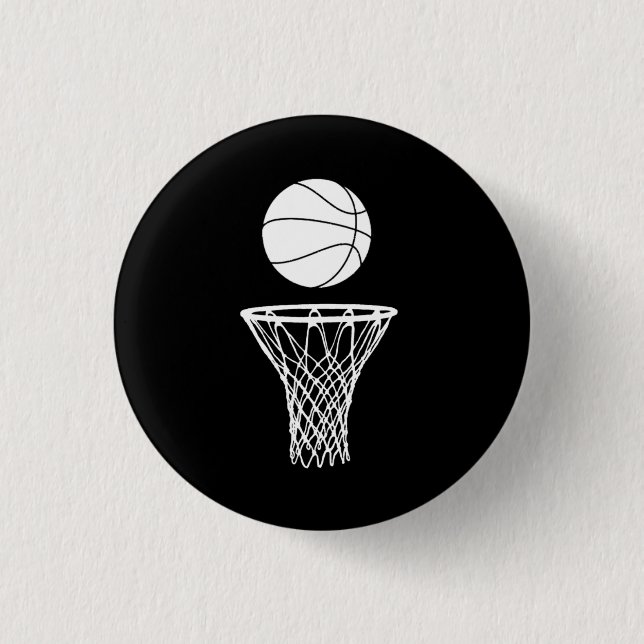 Basketball und Band-Knopf-Schwarzes Button (Vorderseite)