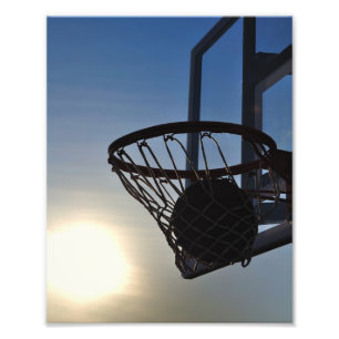 Basketball und Basketballkorb Fotodruck