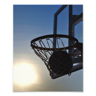 Basketball und Basketballkorb Fotodruck