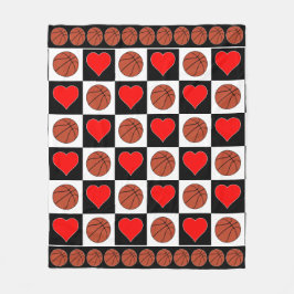 Basketball- und Herzklopfbälle Fleecedecke