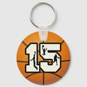 Basketball und Spieler der Nr.-15 Schlüsselanhänger