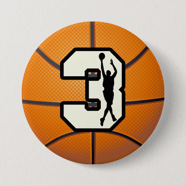 Basketball und Spieler der Nr.-3 Button (Vorderseite)