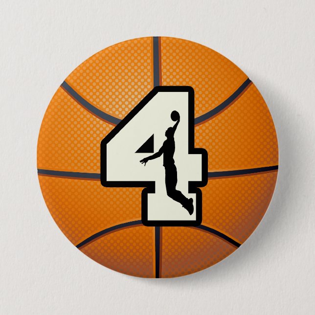 Basketball und Spieler der Nr.-4 Button (Vorderseite)