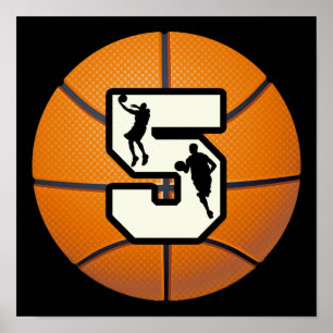 Basketball und Spieler der Nr.-5 Poster