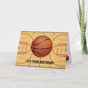 Basketball- und Spielfeld-Design-Geburtstagskarte Karte