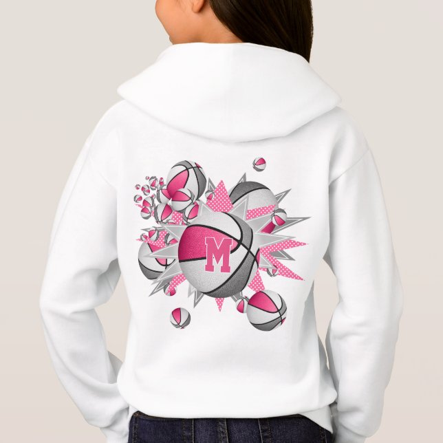 Basketball und Sterne des Mädchens in Rosa Hoodie (Rückseite)