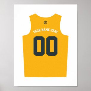 Basketball Uniform Poster Personalisieren Gelb Bla