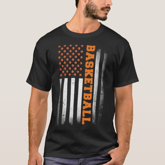 Basketball US Flagge Basketball Männer Jungen T-Shirt (Vorderseite)