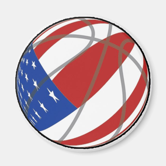 BASKETBALL USA FLAG PATRIOTIC MAGNET (Vorne)