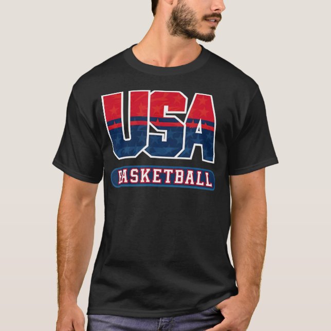Basketball Usa Flag Patriotische Sportarten in gan T-Shirt (Vorderseite)