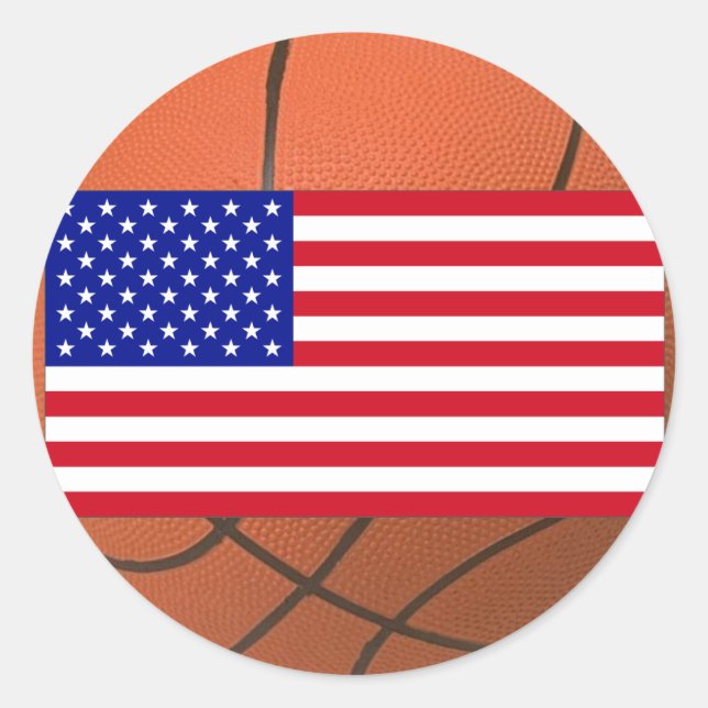 Basketball (USA) Runder Aufkleber (Vorderseite)