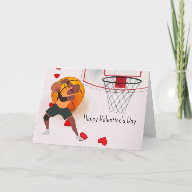 Basketball Valentinstag Basketball mit Liebe Ca Karte (Vorderseite)