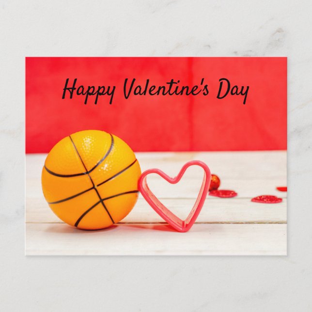 Basketball Valentinstag Basketball mit Liebe Postkarte (Vorderseite)