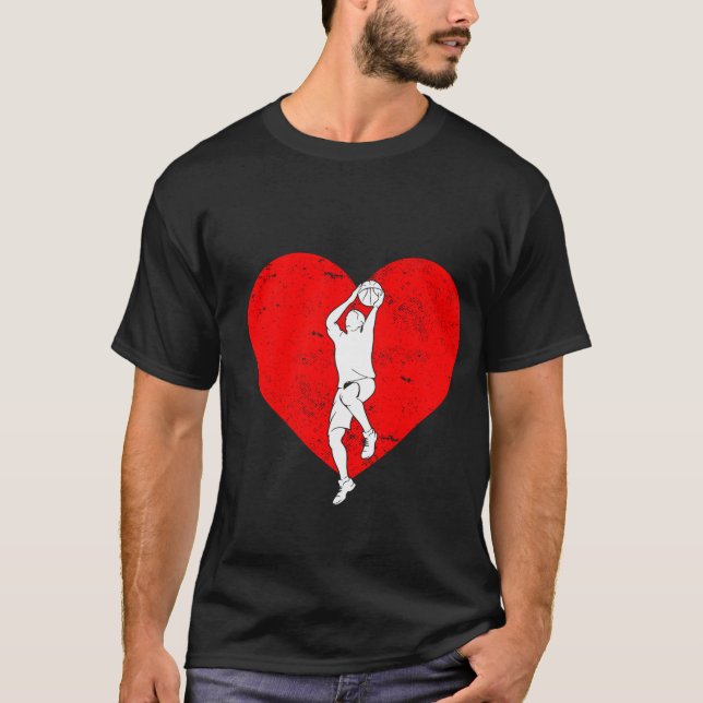 Basketball Valentinstag Geschenke für Basketball L T-Shirt (Vorderseite)