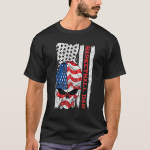 Basketball Vater American Flag Skull Patriotic 4th T-Shirt