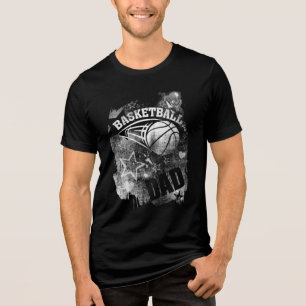 Basketball-Vater, Black Grunge Basketball Tri-Blend Shirt
