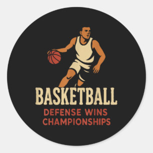Basketball - Verteidigung gewinnt Basketballmeiste Runder Aufkleber