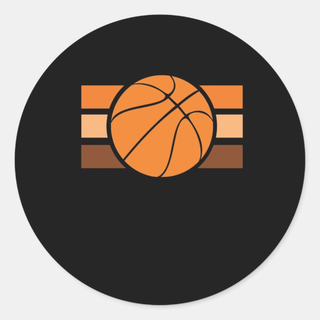 Basketball Vintag Sunset Runder Aufkleber (Vorderseite)