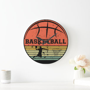 Basketball-Vintage-Spieler-Slam-Dunk Große Wanduhr