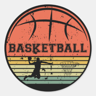 Basketball-Vintage-Spieler-Slam-Dunk Runder Aufkleber