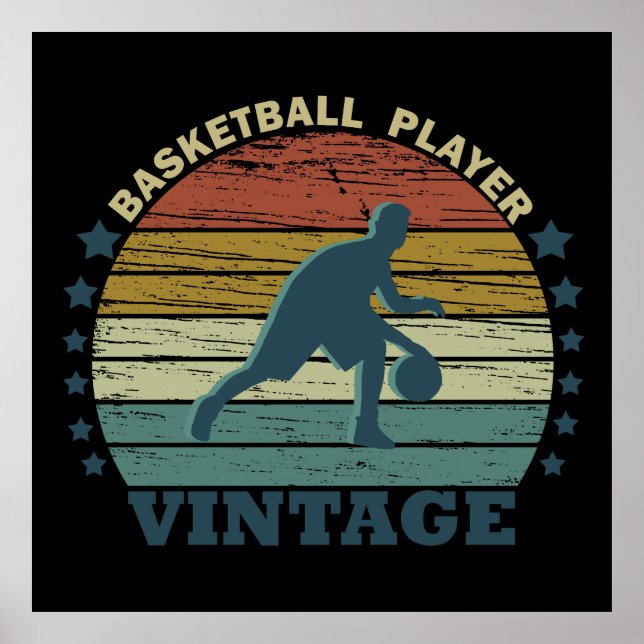 Basketball-Vintager Spieler Poster (Vorne)