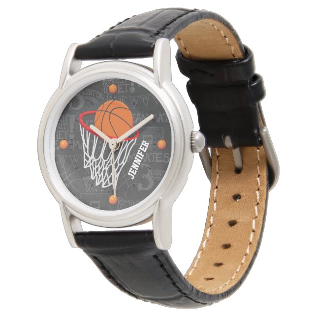 Basketball Vintages Leather Armbanduhr (Schrägansicht)