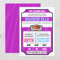 BASKETBALL VIP TICKET Bar Bat Mitzvah Einladung