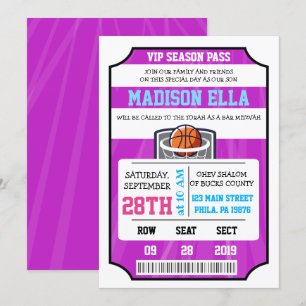 BASKETBALL VIP-TICKET Bar/Bat-Mizwa-Einladung Einladung