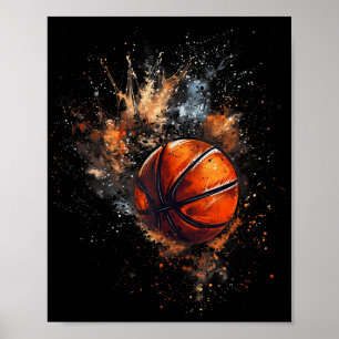 Basketball-Wasserfarbenball-Basketballspieler Zeic Poster