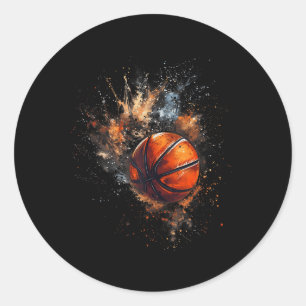 Basketball-Wasserfarbenball-Basketballspieler Zeic Runder Aufkleber