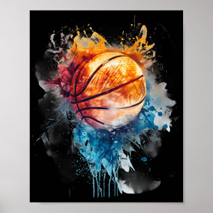 Basketball Wasserfarbenfroh Zeichnend Basketball Poster