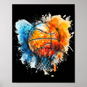 Basketball Wasserfarbenfroh Zeichnend Basketball Poster
