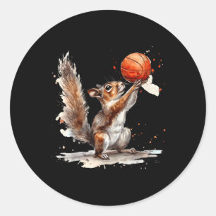 Basketball Watercolor Squirrel Basketball Lover Bb Runder Aufkleber