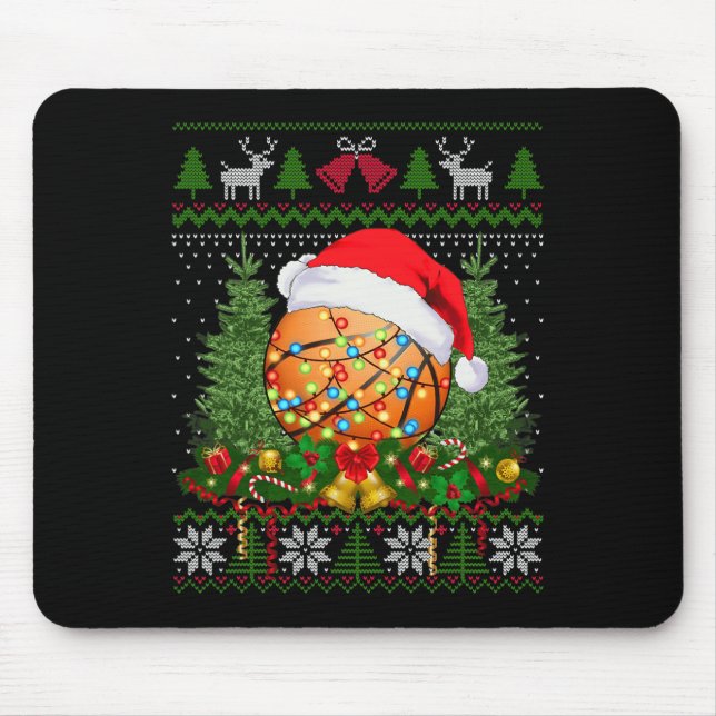 Basketball Weihnachten Ugly Familiengeschenke Spor Mousepad (Vorne)