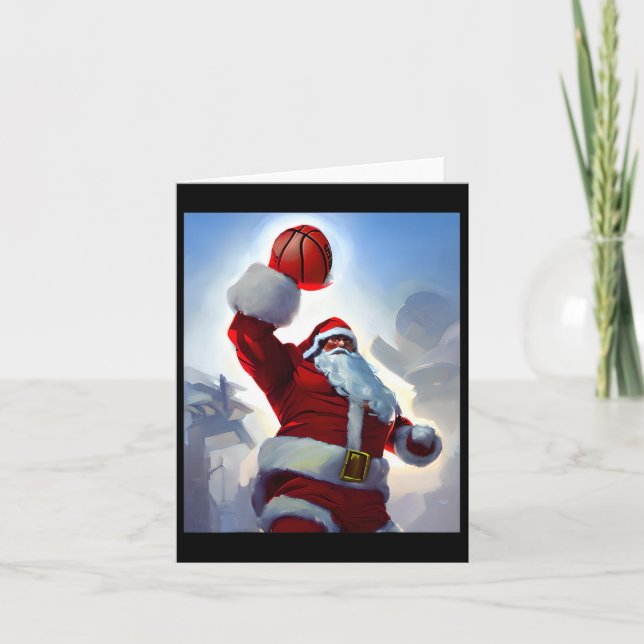 Basketball Weihnachten Weihnachtsmann Dunkelheit f Karte (Vorderseite)
