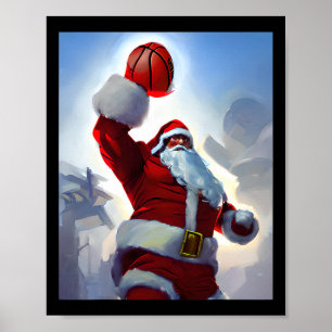 Basketball Weihnachten Weihnachtsmann Dunkelheit f Poster
