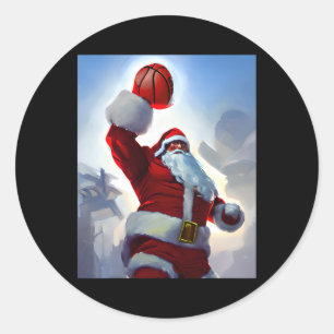 Basketball Weihnachten Weihnachtsmann Dunkelheit f Runder Aufkleber