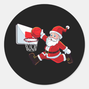 Basketball Weihnachten Weihnachtsmann Slam Dunk Me Runder Aufkleber