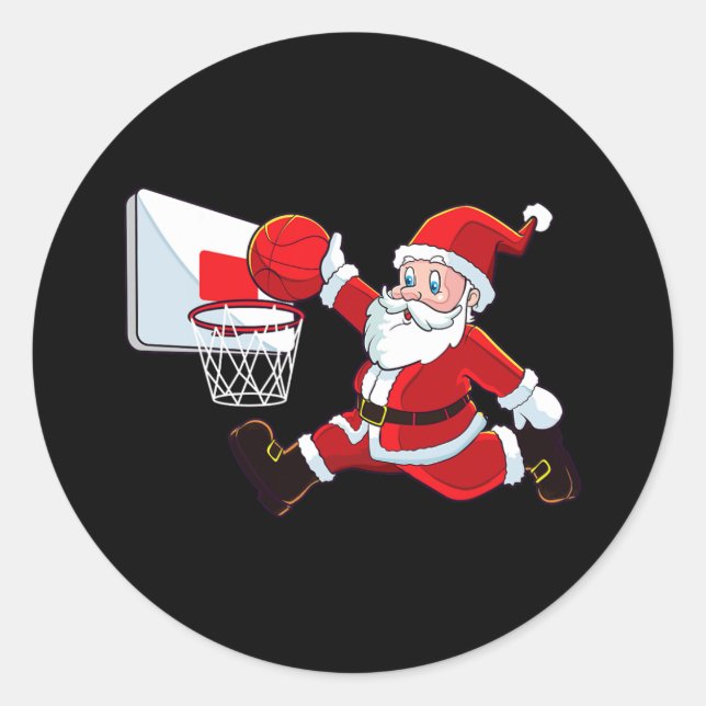 Basketball Weihnachten Weihnachtsmann Slam Dunk Me Runder Aufkleber (Vorderseite)