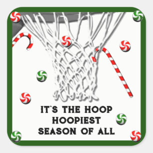 Basketball Weihnachts Klassischer Round-Sticker Quadratischer Aufkleber