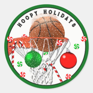 Basketball Weihnachts Klassischer Round-Sticker Runder Aufkleber