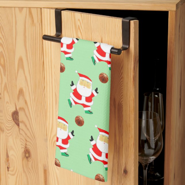 Basketball-Weihnachts-Küchenhandtuch Geschirrtuch (Drittel gefaltet)
