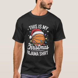Basketball-Weihnachts-Pyjama-Shirt Feiertagslichte T-Shirt