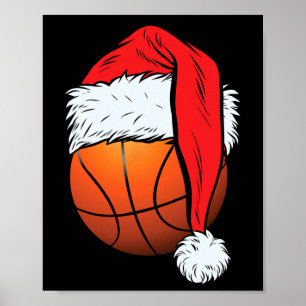 Basketball Weihnachtsball Weihnachtsmannmütze Weih Poster
