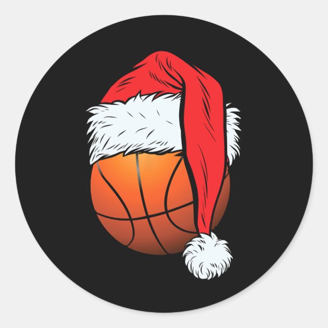 Basketball Weihnachtsball Weihnachtsmannmütze Weih Runder Aufkleber (Vorderseite)