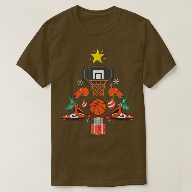 Basketball Weihnachtsbaum Funny Merry Xmas Kostüm T-Shirt (Design vorne)