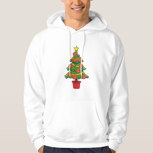 Basketball Weihnachtsbaum Hoodie (Vorderseite)