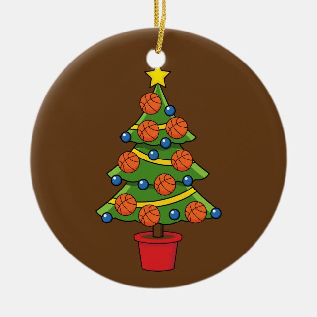 Basketball Weihnachtsbaum Keramik Ornament (Vorne)