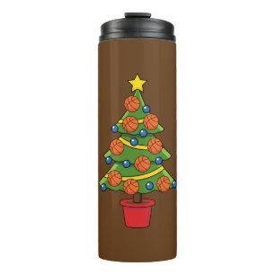Basketball Weihnachtsbaum Thermosbecher