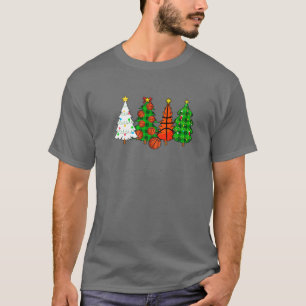Basketball Weihnachtsbaumen Basketball Spieler Wei T-Shirt
